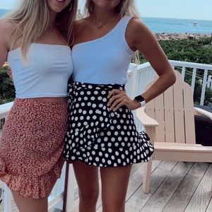 Black and white polka dot wrap skirt